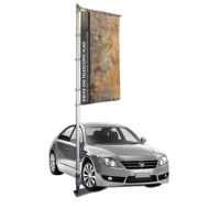 Telescopic Car Pole, Base and Custom Banner Flag